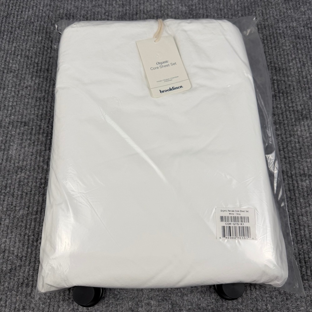 Brooklinen Sheet SET King Organic Percale Cotton Core 4 Piece White NEW